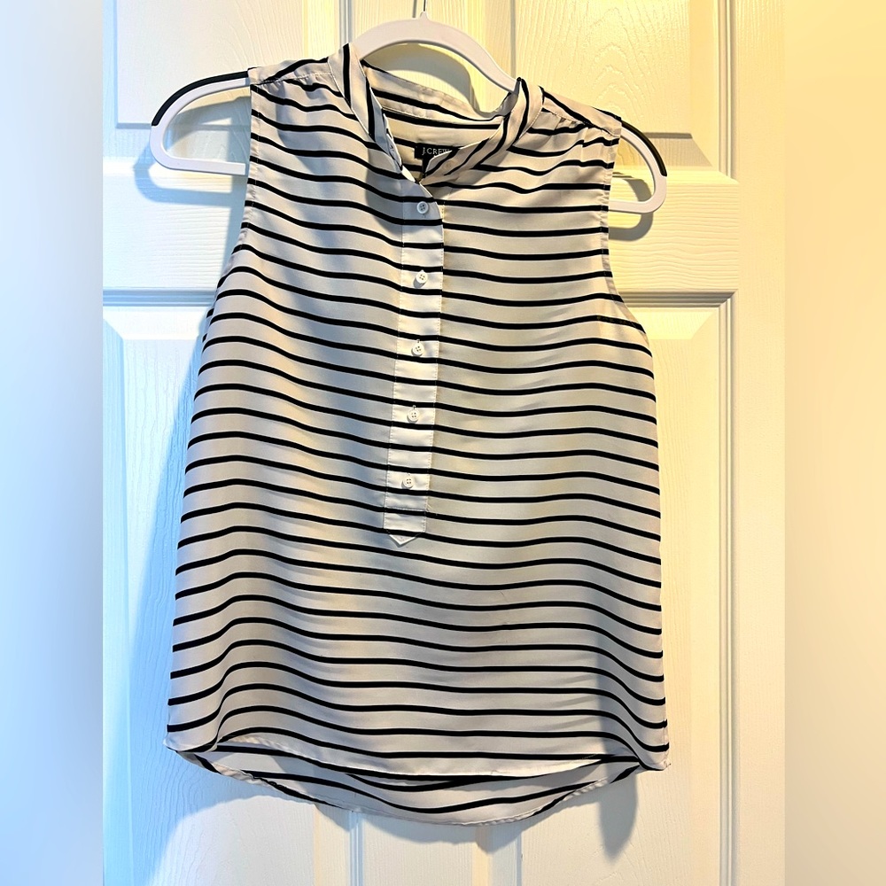 J. Crew Classic Top. Black and White Striped and sleeveless. Size 4